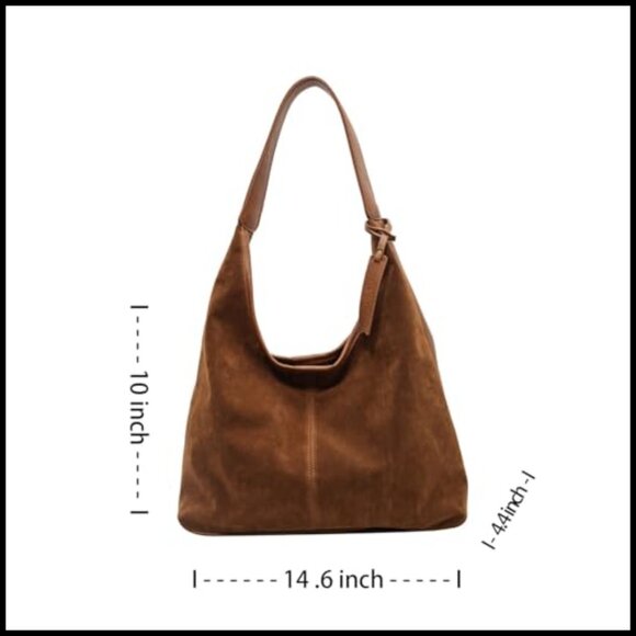 Slouchy Hobo Tote Bag Faux Suede Minimalist Chic Casual Shoulder Purse - Picture 6 of 7